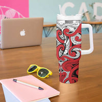 Personalised New Zealand Koru Pohutukawa Tumbler With Handle Meri Kirihimete Aroha for Christmas - Polynesian Pride
