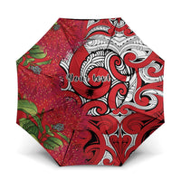 Personalised New Zealand Koru Pohutukawa Umbrella Meri Kirihimete Aroha for Christmas - Polynesian Pride