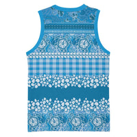 Hawaiian Hibiscus Honu Basketball Jersey Blue Mele Kalikimaka Palaka Spirit - Polynesian Pride