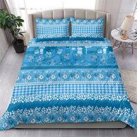 Hawaiian Hibiscus Honu Bedding Set Blue Mele Kalikimaka Palaka Spirit - Polynesian Pride