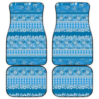 Hawaiian Hibiscus Honu Car Mats Blue Mele Kalikimaka Palaka Spirit - Polynesian Pride