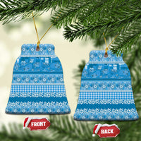 Hawaiian Hibiscus Honu Ceramic Ornament Blue Mele Kalikimaka Palaka Spirit - Polynesian Pride