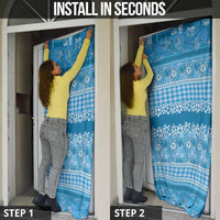 Hawaiian Hibiscus Honu Door Cover Blue Mele Kalikimaka Palaka Spirit - Polynesian Pride