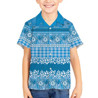 Hawaiian Hibiscus Honu Family Matching Puletasi and Hawaiian Shirt Blue Mele Kalikimaka Palaka Spirit LT9 - Polynesian Pride