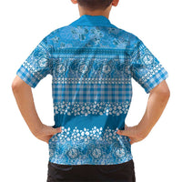 Hawaiian Hibiscus Honu Family Matching Summer Maxi Dress and Hawaiian Shirt Blue Mele Kalikimaka Palaka Spirit LT9 - Polynesian Pride