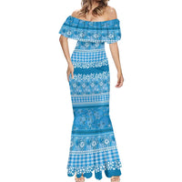 Hawaiian Hibiscus Honu Mermaid Dress Blue Mele Kalikimaka Palaka Spirit - Polynesian Pride