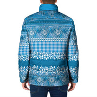 Hawaiian Hibiscus Honu Padded Jacket Blue Mele Kalikimaka Palaka Spirit - Polynesian Pride