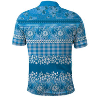 Hawaiian Hibiscus Honu Polo Shirt Blue Mele Kalikimaka Palaka Spirit LT9 - Polynesian Pride
