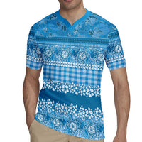 Hawaiian Hibiscus Honu Rugby Jersey Blue Mele Kalikimaka Palaka Spirit - Polynesian Pride