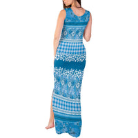 Hawaiian Hibiscus Honu Tank Maxi Dress Blue Mele Kalikimaka Palaka Spirit - Polynesian Pride