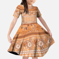 Hawaiian Hibiscus Honu Family Matching Summer Maxi Dress and Hawaiian Shirt Gold Mele Kalikimaka Palaka Spirit LT9 Daughter's Dress Gold - Polynesian Pride