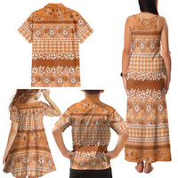 Hawaiian Hibiscus Honu Family Matching Tank Maxi Dress and Hawaiian Shirt Gold Mele Kalikimaka Palaka Spirit LT9 - Polynesian Pride