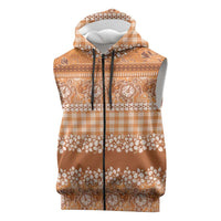 Hawaiian Hibiscus Honu Sleeveless Zip Hoodie Gold Mele Kalikimaka Palaka Spirit LT9 Gold - Polynesian Pride