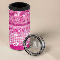 Hawaiian Hibiscus Honu 4 in 1 Can Cooler Tumbler Pink Mele Kalikimaka Palaka Spirit - Polynesian Pride