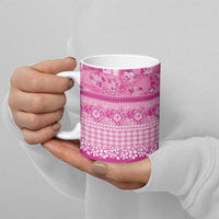 Hawaiian Hibiscus Honu Ceramic Mug Pink Mele Kalikimaka Palaka Spirit - Polynesian Pride