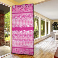 Hawaiian Hibiscus Honu Door Cover Pink Mele Kalikimaka Palaka Spirit - Polynesian Pride