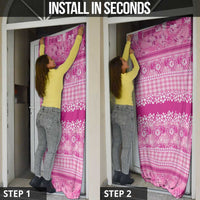 Hawaiian Hibiscus Honu Door Cover Pink Mele Kalikimaka Palaka Spirit - Polynesian Pride