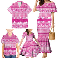 Hawaiian Hibiscus Honu Family Matching Mermaid Dress and Hawaiian Shirt Pink Mele Kalikimaka Palaka Spirit LT9 - Polynesian Pride
