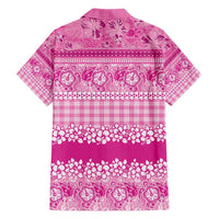 Hawaiian Hibiscus Honu Family Matching Short Sleeve Bodycon Dress and Hawaiian Shirt Pink Mele Kalikimaka Palaka Spirit - Polynesian Pride