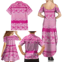Hawaiian Hibiscus Honu Family Matching Summer Maxi Dress and Hawaiian Shirt Pink Mele Kalikimaka Palaka Spirit LT9 - Polynesian Pride