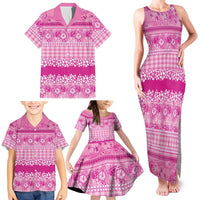 Hawaiian Hibiscus Honu Family Matching Tank Maxi Dress and Hawaiian Shirt Pink Mele Kalikimaka Palaka Spirit LT9 - Polynesian Pride