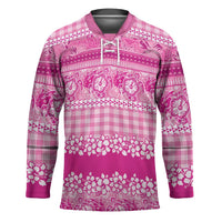 Hawaiian Hibiscus Honu Hockey Jersey Pink Mele Kalikimaka Palaka Spirit LT9 Unisex Pink - Polynesian Pride