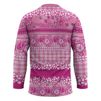 Hawaiian Hibiscus Honu Hockey Jersey Pink Mele Kalikimaka Palaka Spirit LT9 - Polynesian Pride