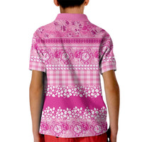 Hawaiian Hibiscus Honu Kid Polo Shirt Pink Mele Kalikimaka Palaka Spirit LT9 - Polynesian Pride