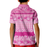 Hawaiian Hibiscus Honu Kid Polo Shirt Pink Mele Kalikimaka Palaka Spirit - Polynesian Pride
