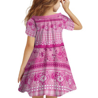 Hawaiian Hibiscus Honu Kid Short Sleeve Dress Pink Mele Kalikimaka Palaka Spirit LT9 - Polynesian Pride