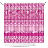 Hawaiian Hibiscus Honu Shower Curtain Pink Mele Kalikimaka Palaka Spirit - Polynesian Pride