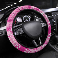 Hawaiian Hibiscus Honu Steering Wheel Cover Pink Mele Kalikimaka Palaka Spirit - Polynesian Pride
