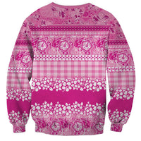 Hawaiian Hibiscus Honu Sweatshirt Pink Mele Kalikimaka Palaka Spirit - Polynesian Pride