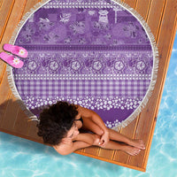 Hawaiian Hibiscus Honu Beach Blanket Purple Mele Kalikimaka Palaka Spirit - Polynesian Pride
