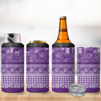 Hawaiian Hibiscus Honu 4 in 1 Can Cooler Tumbler Purple Mele Kalikimaka Palaka Spirit - Polynesian Pride