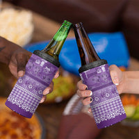 Hawaiian Hibiscus Honu 4 in 1 Can Cooler Tumbler Purple Mele Kalikimaka Palaka Spirit - Polynesian Pride