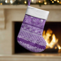 Hawaiian Hibiscus Honu Christmas Stocking Purple Mele Kalikimaka Palaka Spirit - Polynesian Pride