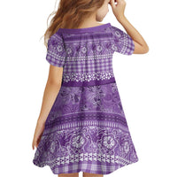 Hawaiian Hibiscus Honu Family Matching Off The Shoulder Long Sleeve Dress and Hawaiian Shirt Purple Mele Kalikimaka Palaka Spirit LT9 - Polynesian Pride
