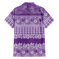 Hawaiian Hibiscus Honu Family Matching Off The Shoulder Long Sleeve Dress and Hawaiian Shirt Purple Mele Kalikimaka Palaka Spirit LT9 - Polynesian Pride