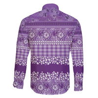 Hawaiian Hibiscus Honu Family Matching Off Shoulder Maxi Dress and Hawaiian Shirt Purple Mele Kalikimaka Palaka Spirit - Polynesian Pride