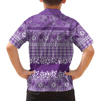 Hawaiian Hibiscus Honu Family Matching Summer Maxi Dress and Hawaiian Shirt Purple Mele Kalikimaka Palaka Spirit LT9 - Polynesian Pride