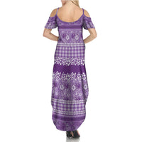 Hawaiian Hibiscus Honu Family Matching Summer Maxi Dress and Hawaiian Shirt Purple Mele Kalikimaka Palaka Spirit LT9 - Polynesian Pride