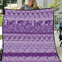 Hawaiian Hibiscus Honu Quilt Purple Mele Kalikimaka Palaka Spirit - Polynesian Pride