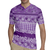 Hawaiian Hibiscus Honu Rugby Jersey Purple Mele Kalikimaka Palaka Spirit LT9 - Polynesian Pride