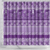 Hawaiian Hibiscus Honu Shower Curtain Purple Mele Kalikimaka Palaka Spirit - Polynesian Pride