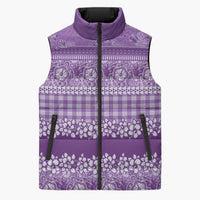 Hawaiian Hibiscus Honu Sleeveless Puffer Jacket Purple Mele Kalikimaka Palaka Spirit - Polynesian Pride