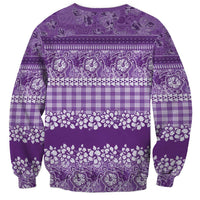 Hawaiian Hibiscus Honu Sweatshirt Purple Mele Kalikimaka Palaka Spirit - Polynesian Pride