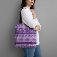 Hawaiian Hibiscus Honu Tote Bag Purple Mele Kalikimaka Palaka Spirit - Polynesian Pride