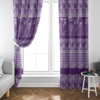 Hawaiian Hibiscus Honu Window Curtain Purple Mele Kalikimaka Palaka Spirit - Polynesian Pride