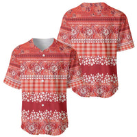 Hawaiian Hibiscus Honu Baseball Jersey Red Mele Kalikimaka Palaka Spirit - Polynesian Pride